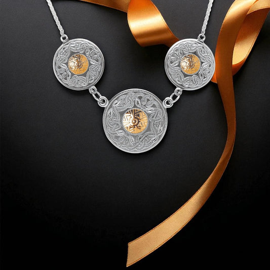 Silver Pendant Triple Disc with Bead