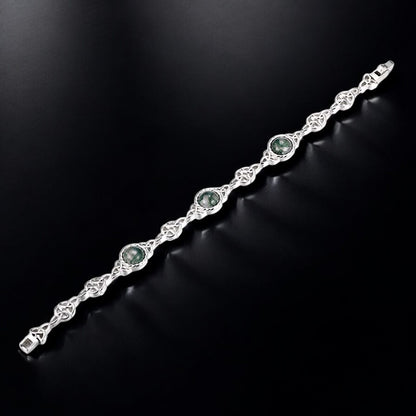 Moss Agate Trinity Bracelet