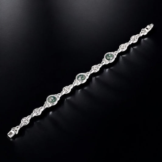 Moss Agate Trinity Bracelet