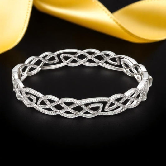 Interlaced Clear CZ Bangle