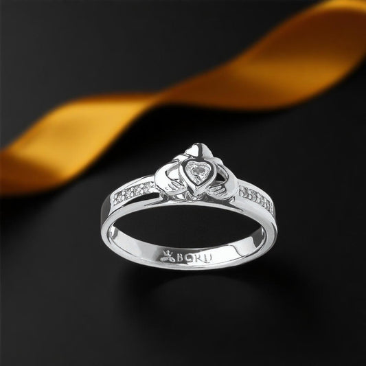 Stone Set Claddagh Ring