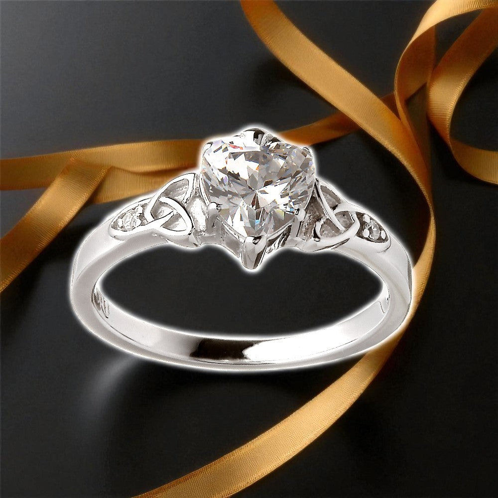 Contemporary Stone Set Claddagh Ring