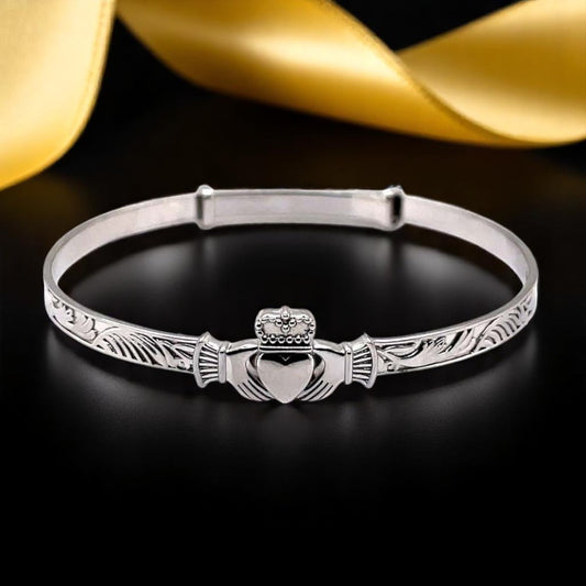 Silver Bangle Maids Claddagh