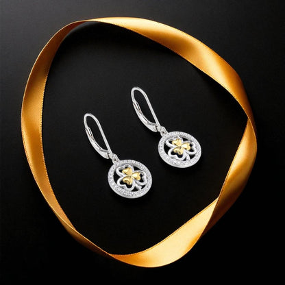 Two Tone Shamrock Earrings - Drop