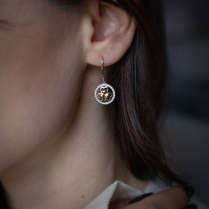 Two Tone Shamrock Earrings - Drop