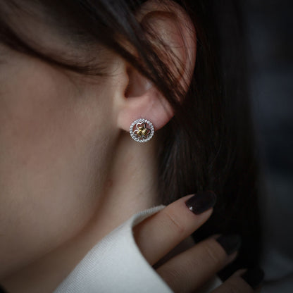 Two Tone Shamrock Earrings - Stud