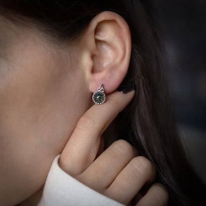 Moss Agate Trinity Stud Earrings
