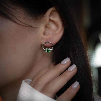 Silver Earrings Claddagh Stone Set