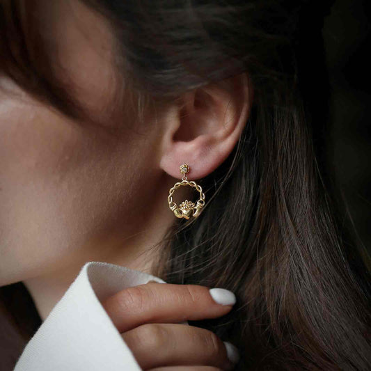 14K Gold Vermeil Claddagh Knotwork Earrings