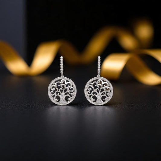 Tree of Life CZ Drop Earring