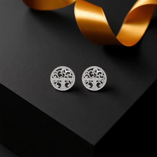 Tree of Life CZ Stud Earring