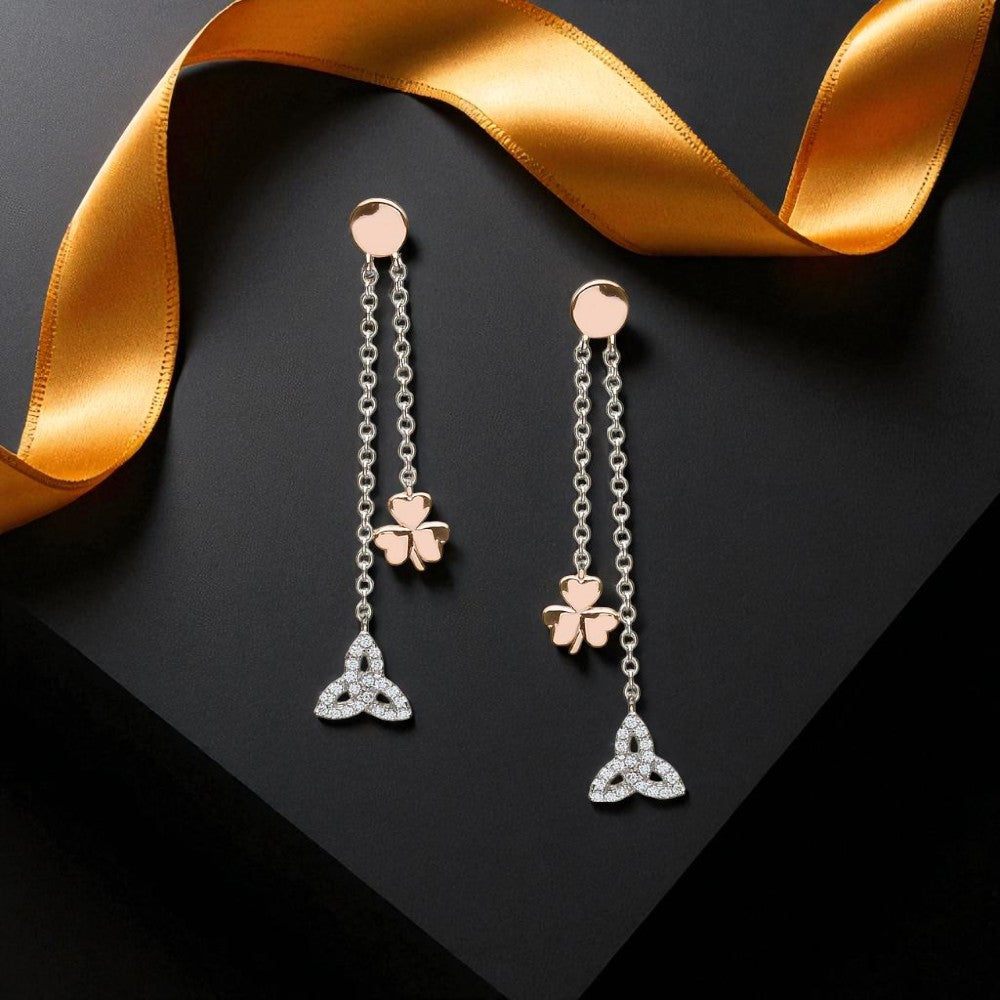 Silver with Gold Plated Shamrock/Trinty  Earrings