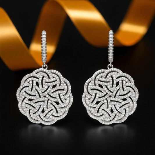 Interlaced Celtic Knot Earrings with Cubic Zirconia