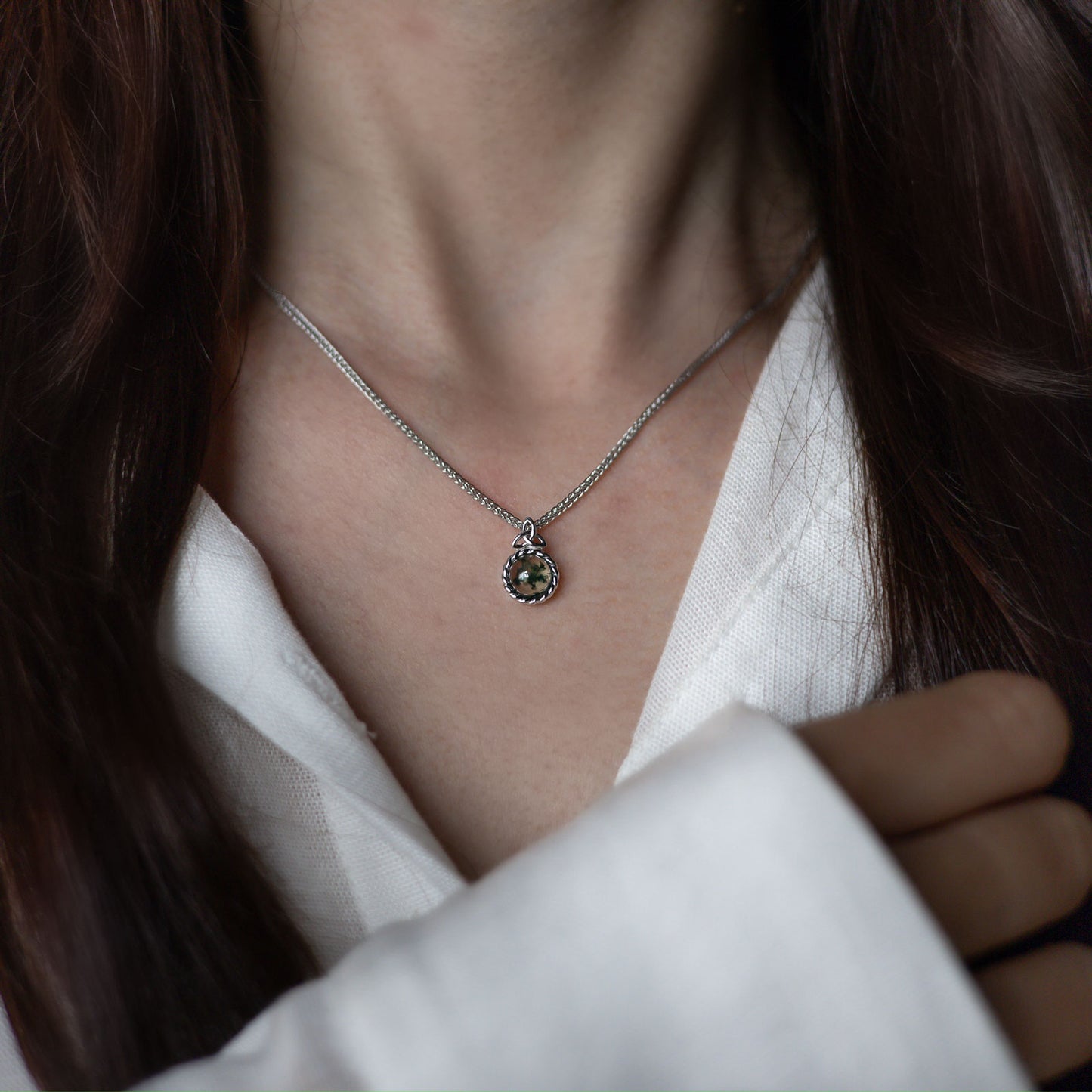 Moss Agate Trinity Pendant