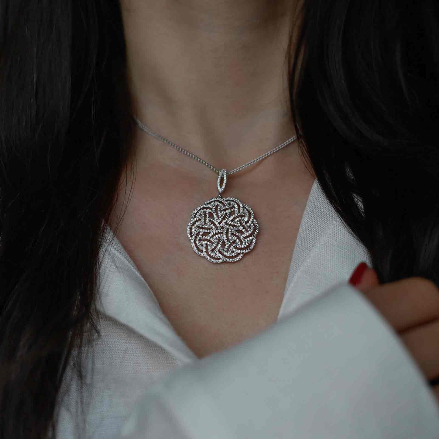 Interlaced Celtic Pattern Pendant with Cubic Zirconia