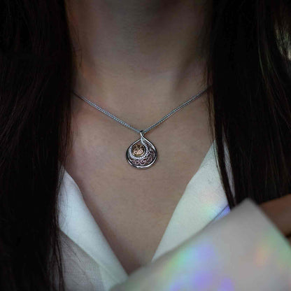 Silver Solstice Pendant Teardrop with 18K Bead Medium