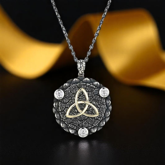 Echoes Sterling & 10K Large Trinity Pendant 24" Box Chain