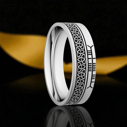 Trinity 7.2mm Wedding Ring with Ogham