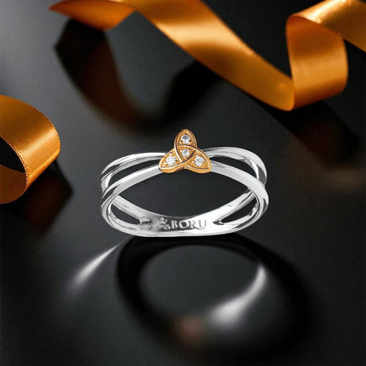 Silver &10K Ring Ladies Celtic Trinity Knot