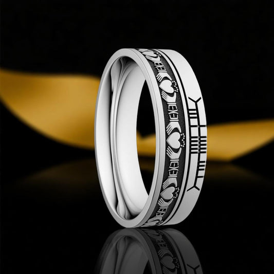 Claddagh 7.2mm Wedding Ring with Ogham