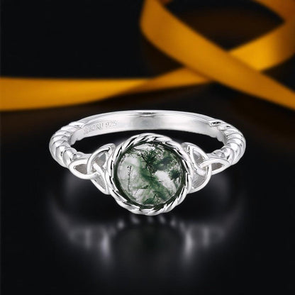 Moss Agate Trinity Ring