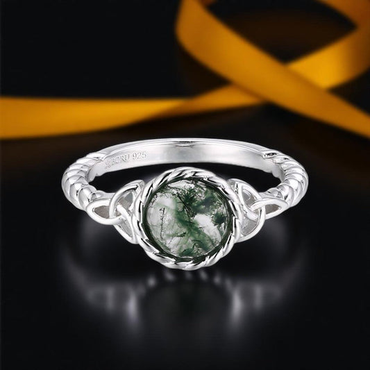 Moss Agate Trinity Ring