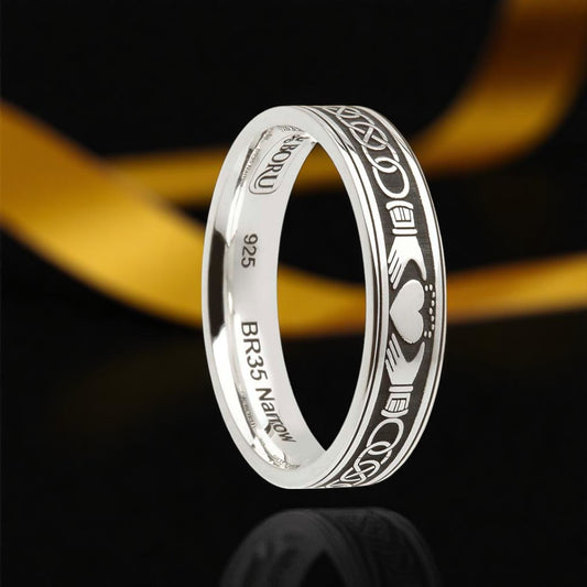 Claddagh and Celtic Knot Ring - Narrow