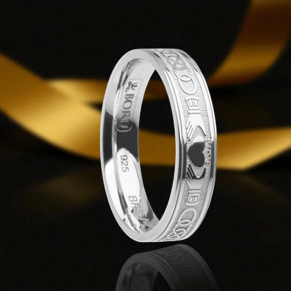 Claddagh and Celtic Knot Ring - Narrow