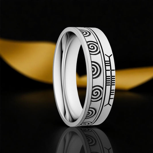 Newgrange 7.2mm Wedding Ring with Ogham