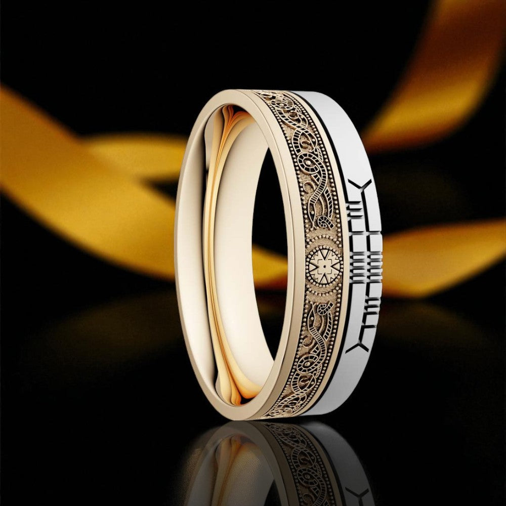 Celtic Warrior Wedding Ring with Ogham