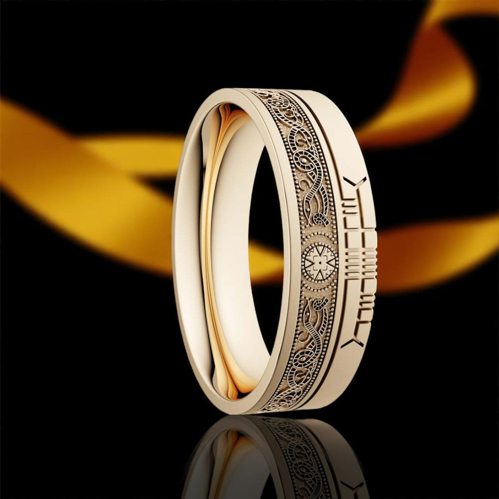 Celtic Warrior Wedding Ring with Ogham