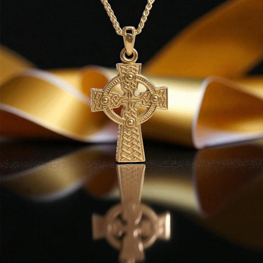 14K Gold Vermeil Traditional Cross - Large