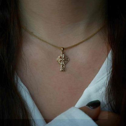 14K Gold Vermeil Traditional Cross - Small