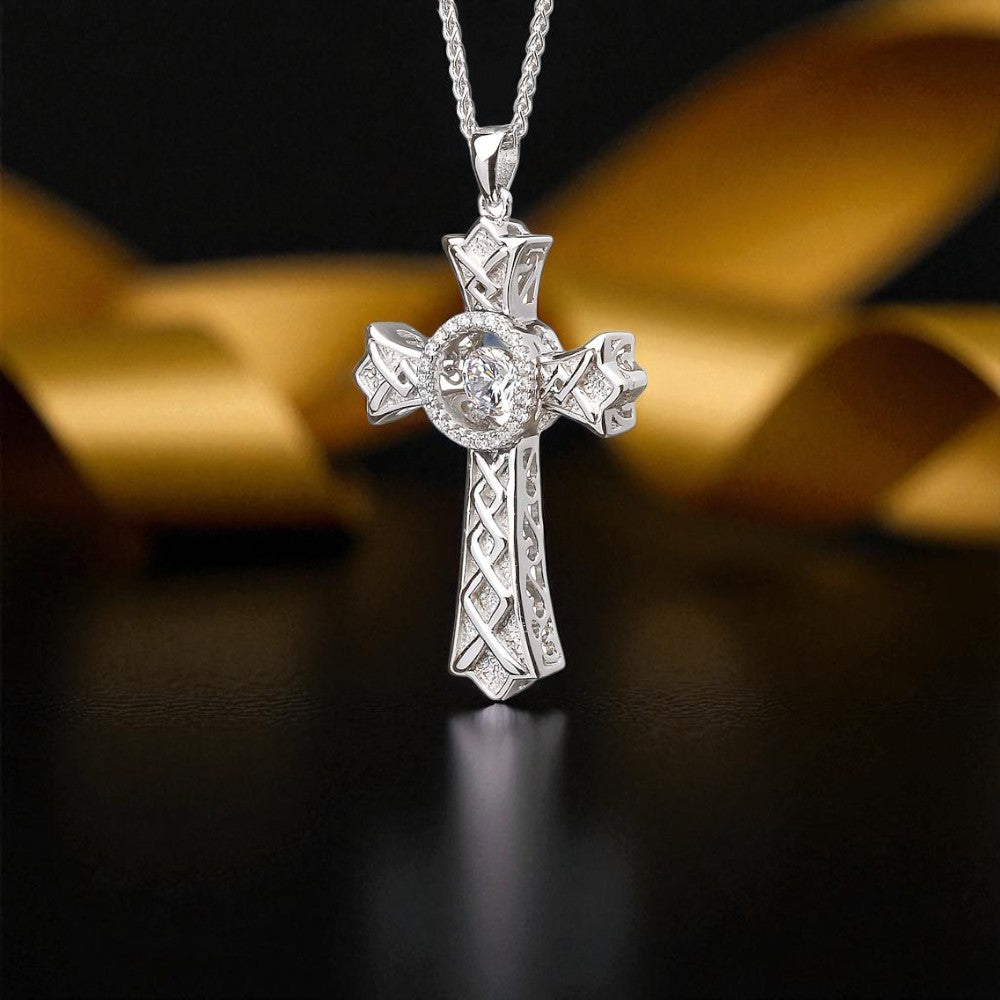 Silver Cross Dancing Stone Pointed