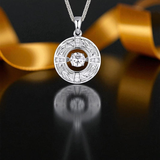 Celtic Knot with CZ Dancing Stone Pendant