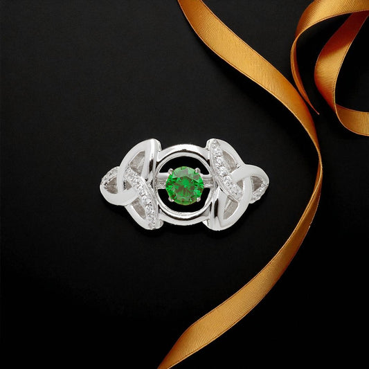 Dancing Green Stone Trinity Ring