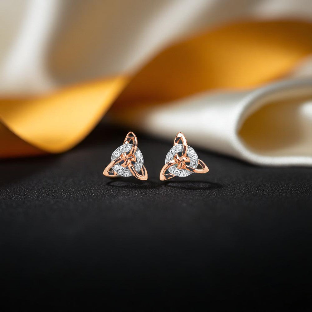 Silver Earrings Celtic Trinity Circle Stone Set