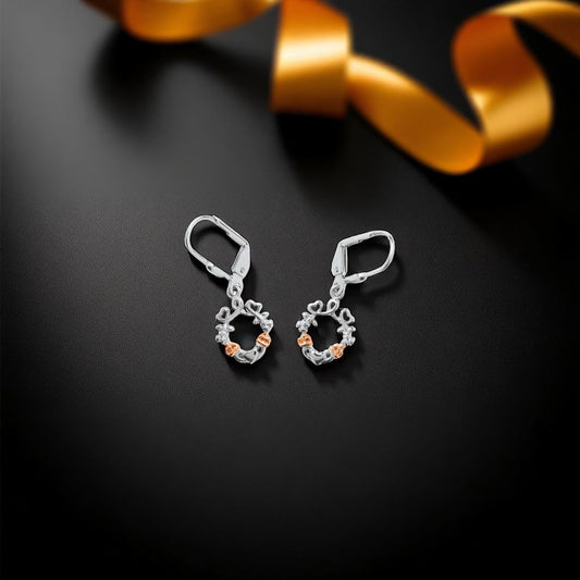 Silver Earrings Heart Shamrock Claddagh
