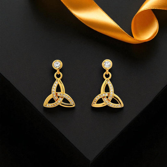14K Gold Vermeil Trinity with CZ Earrings