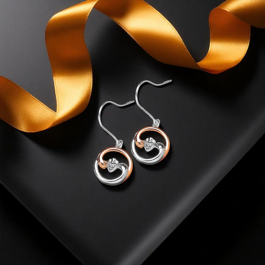 Silver Earrings Diamond Set Claddagh Harmony