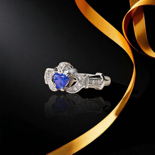 Sapphire and Diamond Set Boru Signature Claddagh Ring