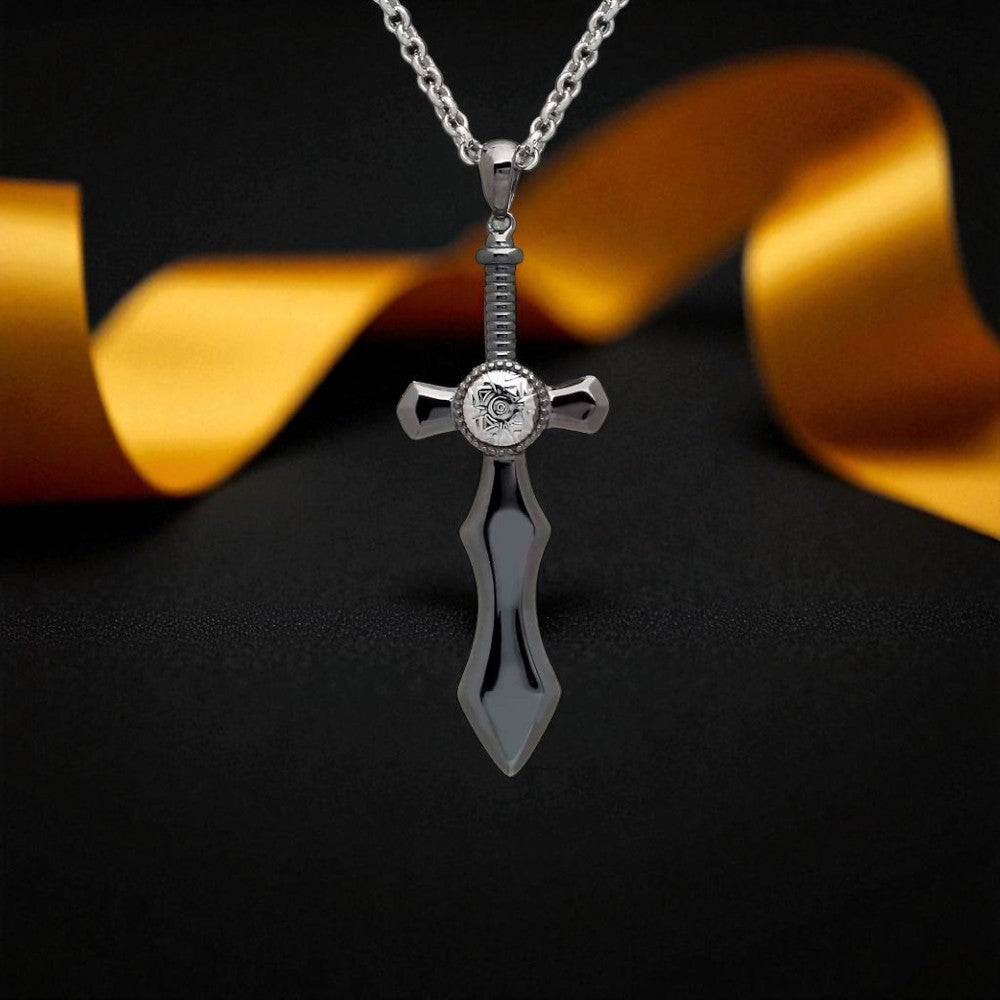 Black Rhodium Nuada Silver Sword Pendant