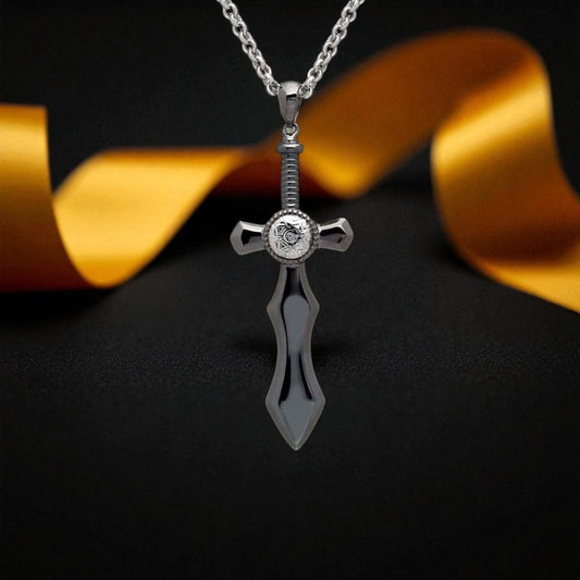 Black Rhodium Nuada Silver Sword Pendant