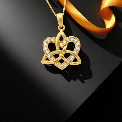 14K Gold Vermeil Trinity & Heart Pendant