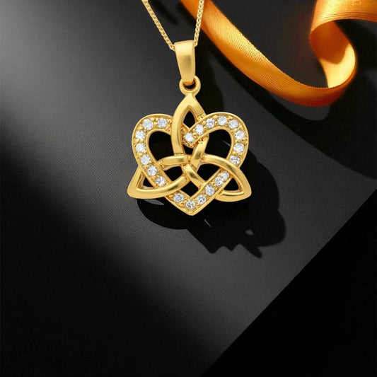 14K Gold Vermeil Trinity & Heart Pendant