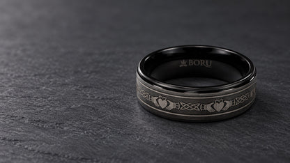 Boru 8mm Titanium Claddagh Design Band