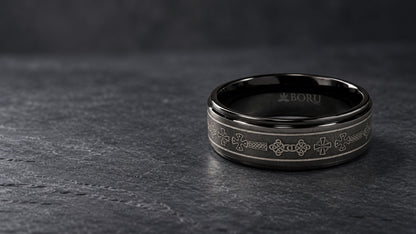 Boru 8mm Titanium Celtic Cross Design Band