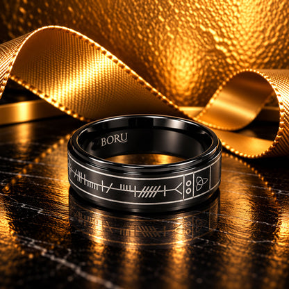 Boru 8mm Titanium Ogham Mo Anam Cara Band