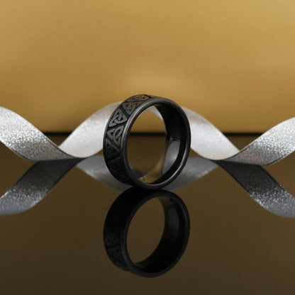 Boru 7mm Trinity Knot Black Zirconium Ring
