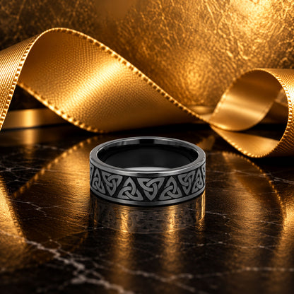 Boru 7mm Trinity Knot Black Zirconium Ring